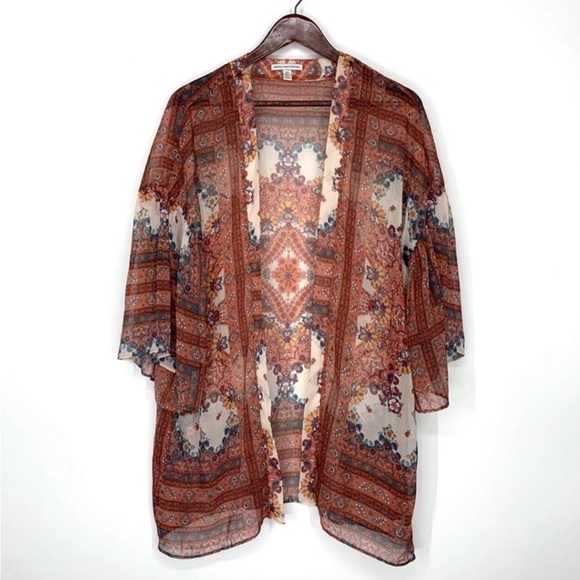SOLD // AEO Wide Sleeve Sheer Boho Hippie Kimono - Picture 2 of 4